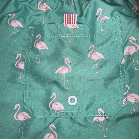 Mens Teal Swimming Trunks Quick-Dry Flamingo  Swim Shorts. Size Medium. 2 - Picture 7 of 7